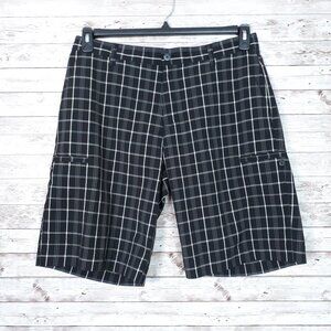 Adidas Mens Flat Front Shorts Size 34 Golf Black White Plaid 264